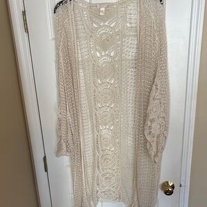 Elegant Cream Knit Women's cardigan